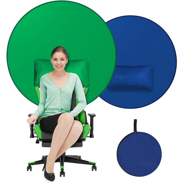 Double-Sided Green/Blue Collapsible Webcam Backdrop 4.7ft