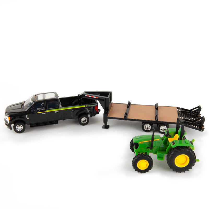 John Deere Tractor and Ford F350 Toy Set with Trailer