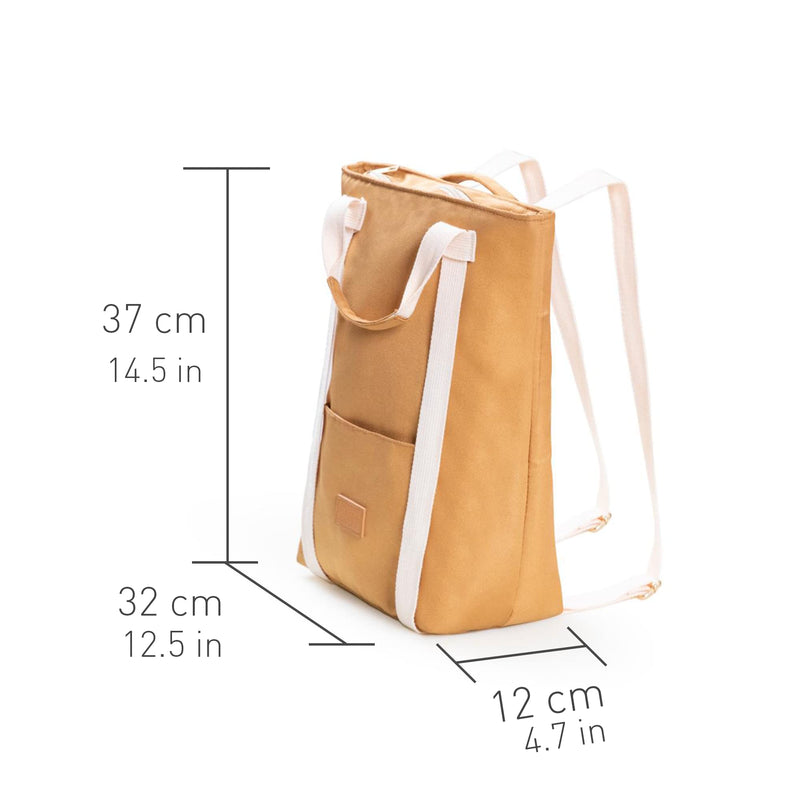 Mustard Insulated Wine Tote Backpack 2 Bottle Capacity