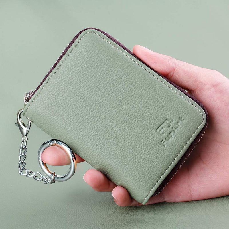 Compact RFID Blocking Card Holder with Zipper and Keychain