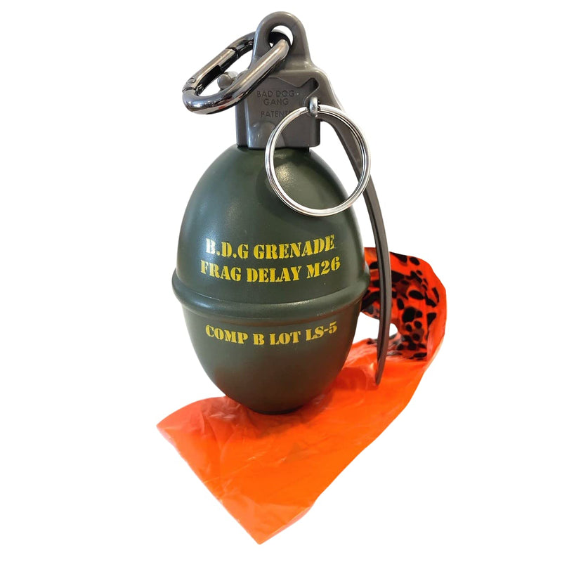 Tactical Poop Bag Holder Dispenser with Carabiner - Grenade Style, 1 Count