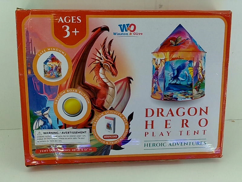 W&O Dragon Hero Kids Indoor Play Tent with Roar Button