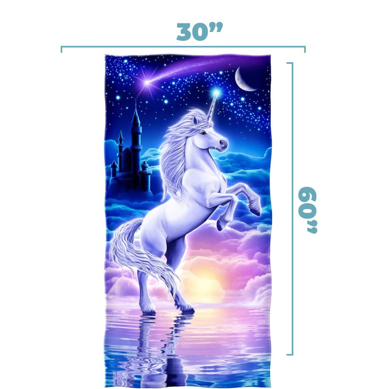 Dawhud Direct Unicorn Beach Towel 30x60 Plush Cotton for All Ages