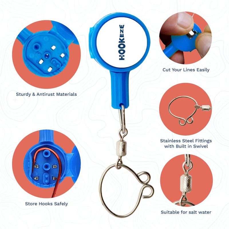 Blue Hook-Eze Knot Tying Tool for Safe Fishing