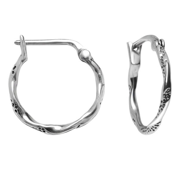 Giva 925 Oxidised Silver Hypoallergenic Filigree Vintage Hoops Earrings