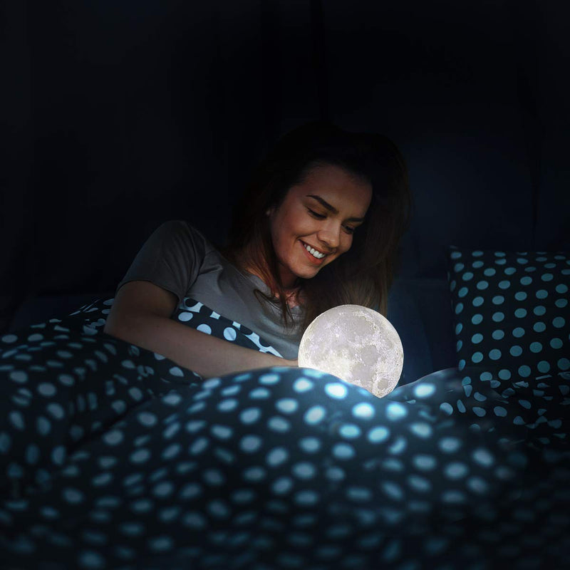 Mydethun Moon Lamp 5.9 Inch 3D Printed Lunar Lamp Moon Light White & Yellow