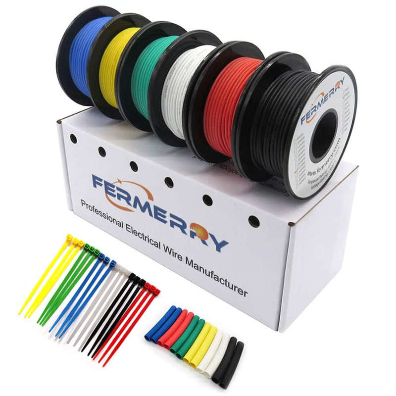 Fermerry 14 Awg Silicone Wire Kit 25ft Each 6 Colors Tinned Copper 150ft Total