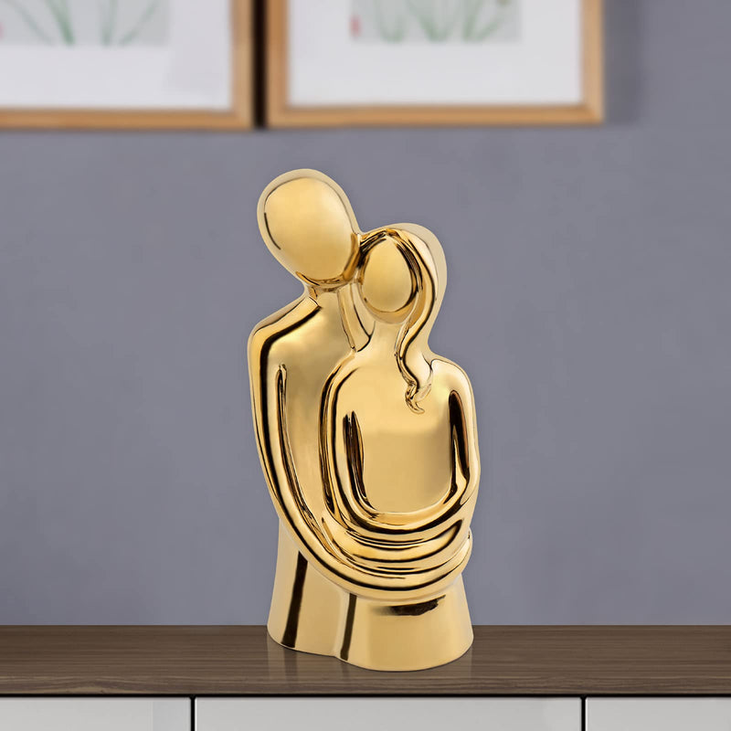 Notakia Hugging Couple Gold Statue Modern Romantic Home Office Decor