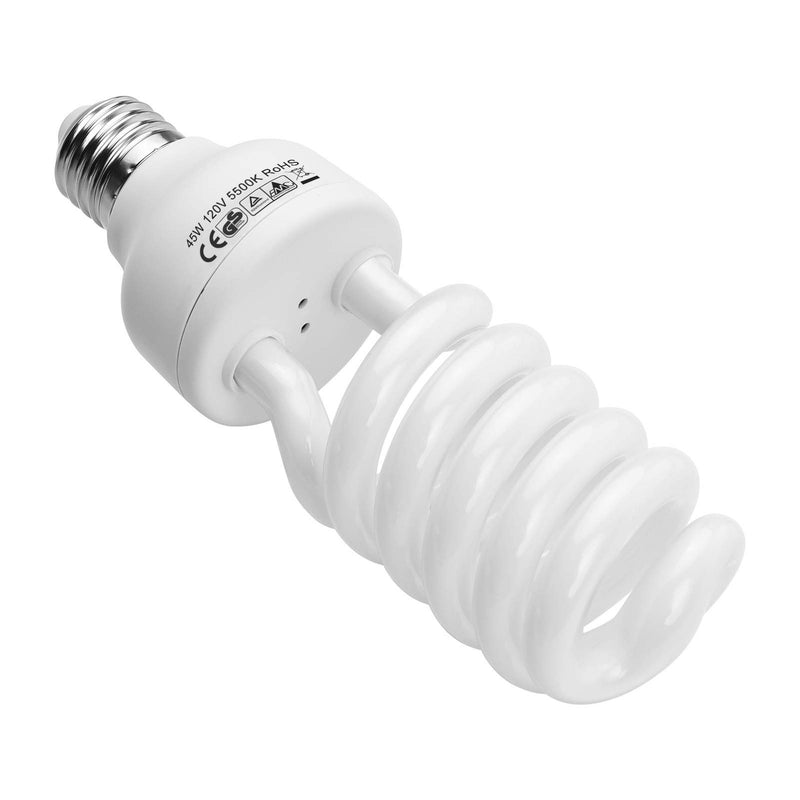 Andoer 45w Spiral Fluorescent Light Bulb 5500k Daylight E27 Socket Studio