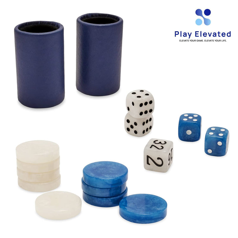 Deluxe 15-Inch Navy Backgammon Set with Accessories