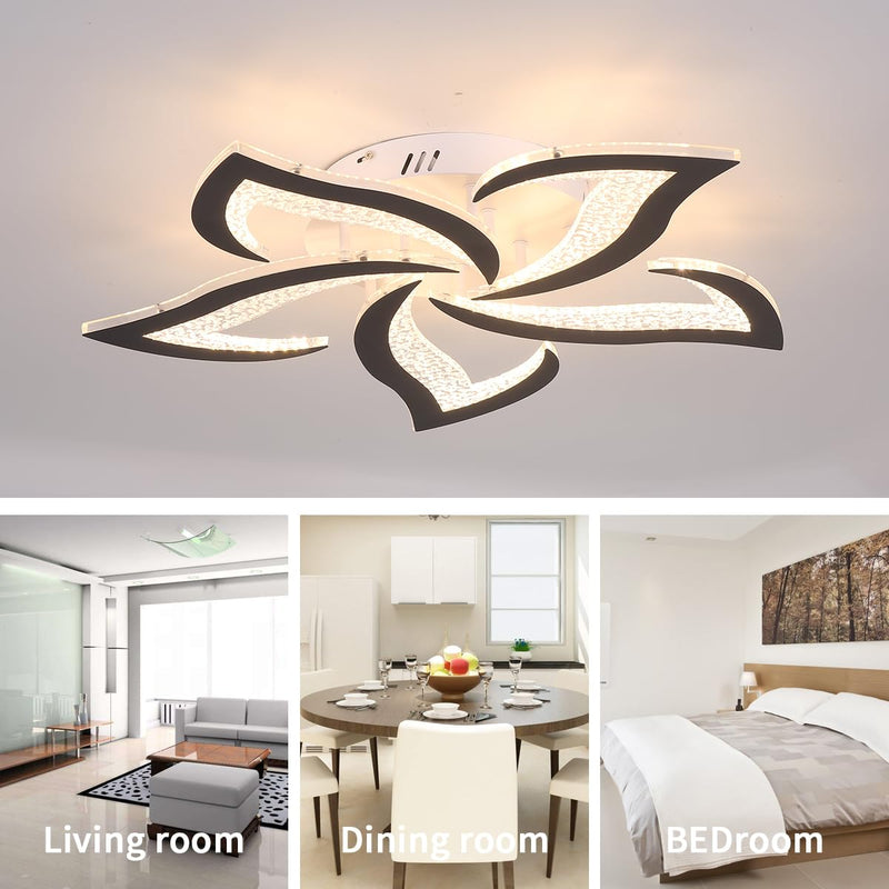 Garwam Modern LED Ceiling Lights Black Dimmable Flower Ceiling Light Chancelier