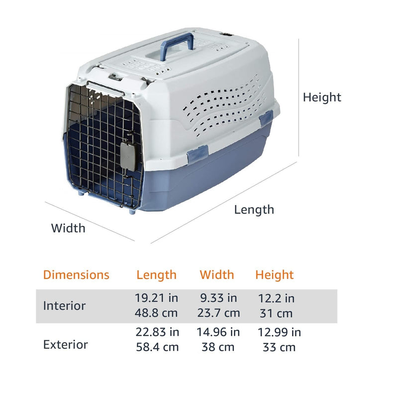 Durable 2-Door Pet Travel Carrier for Dogs and Cats, 22.8" x 15.0" x 13.0"