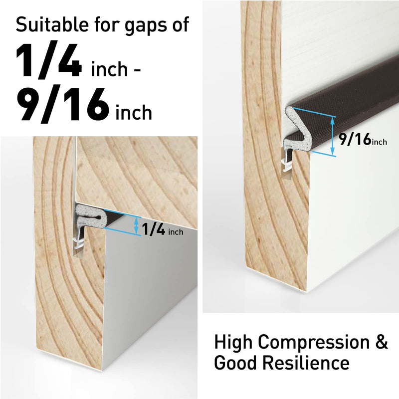 21 Ft Brown Foam Door Soundproof Weather Stripping Seal