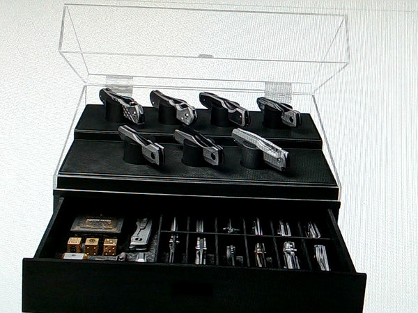 Premium Pocket Knife Display Case Color Black Size 20 to 30 Knives