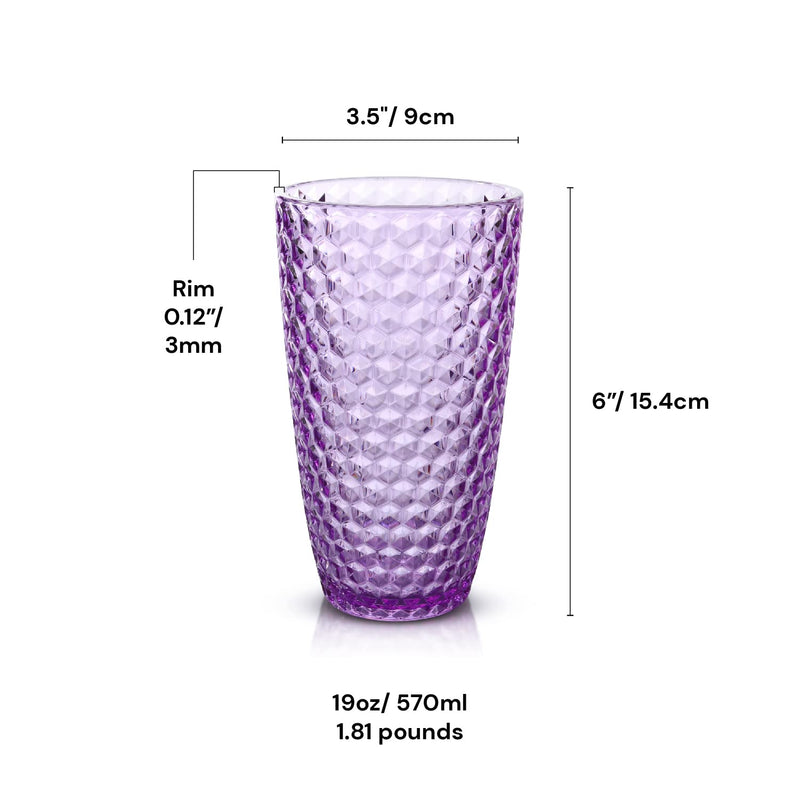 Bellaforte Shatterproof Tritan Plastic 19oz Tall Purple Tumblers - Set of 4