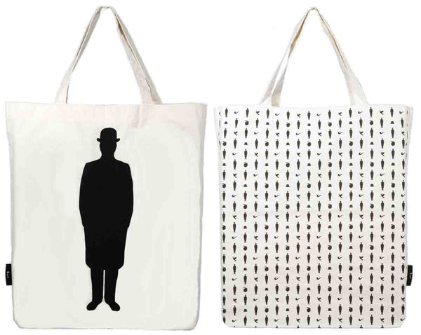 Magritte- Man with Black and White Pattern Tote Bag