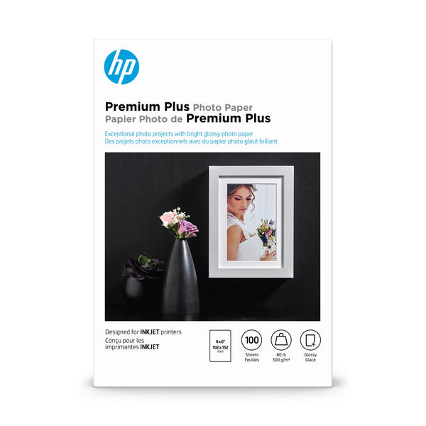 HP Premium Plus Glossy Photo Paper 4x6 Inch 100 Sheets