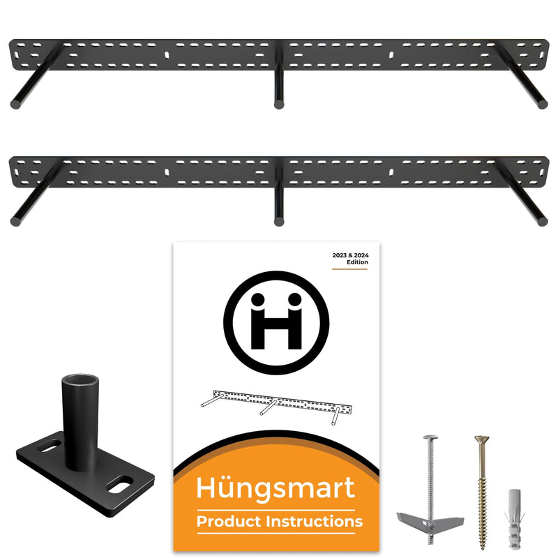 Heavy Duty 12" Floating Shelf Brackets - Black Steel Supports