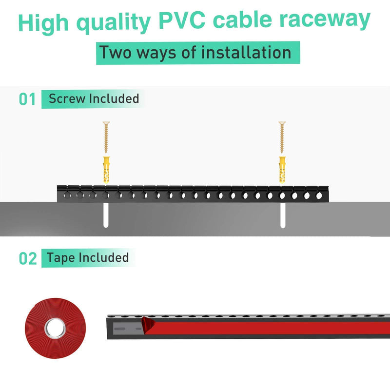 Black Open Slot Cable Raceway Kit - 31 Inch Wire Covers, 2 Pack