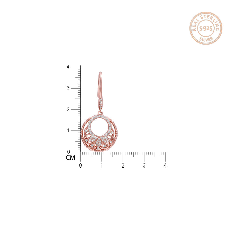 GIVA 925 Sterling Silver Rose Gold Crescent Affair Earring (AAA+ Quality Zirconia Stone)