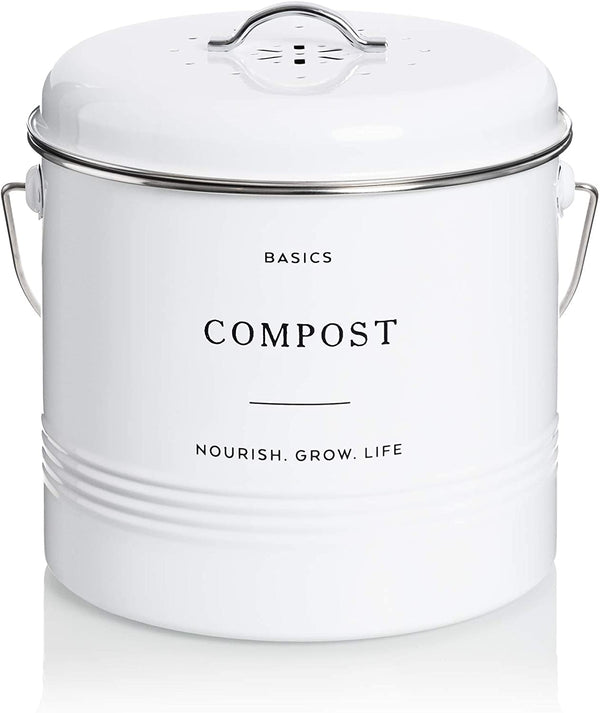 Third Rock Compost Bin Kitchen Color White Size 1.3 Gallon
