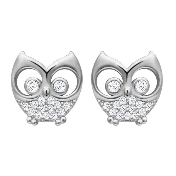 GIVA 925 Sterling Silver Hypoallergenic Stud Earrings for Women and Girls Sparkling Owl