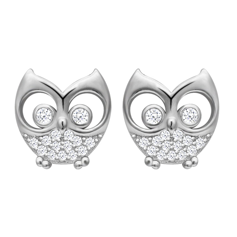 GIVA 925 Sterling Silver Hypoallergenic Stud Earrings for Women and Girls Sparkling Owl