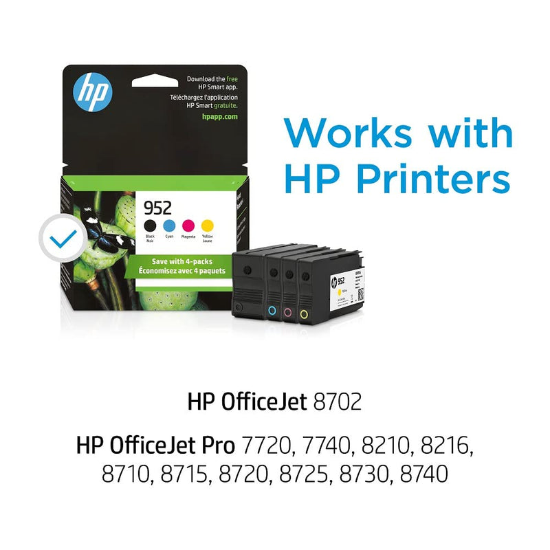 HP 952 Ink Cartridge Set - Black, Cyan, Magenta, Yellow - 4 Pack