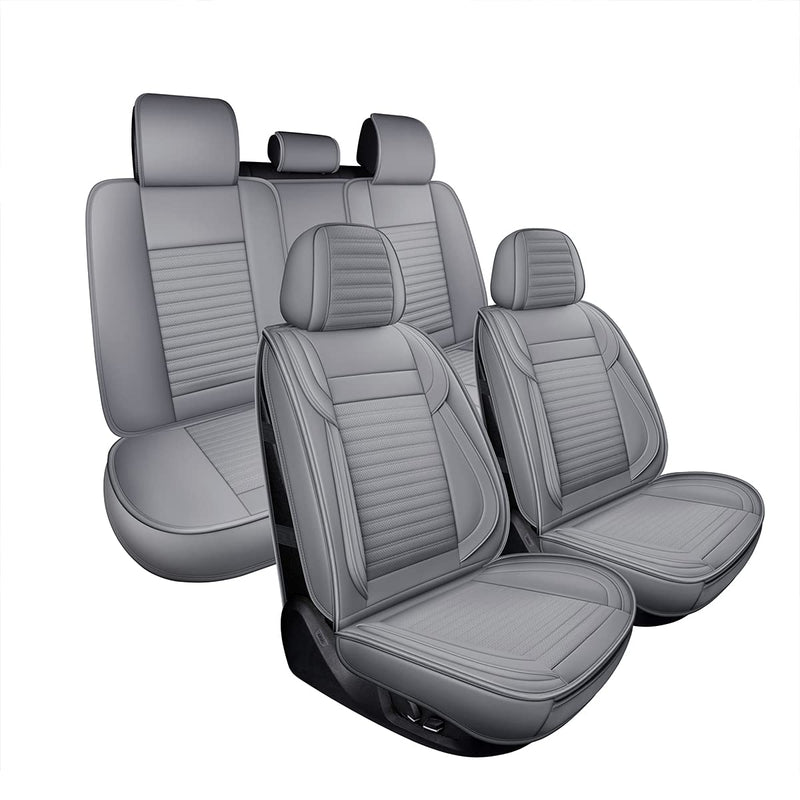 Universal Faux Leather Car Seat Covers - Full Set Gray