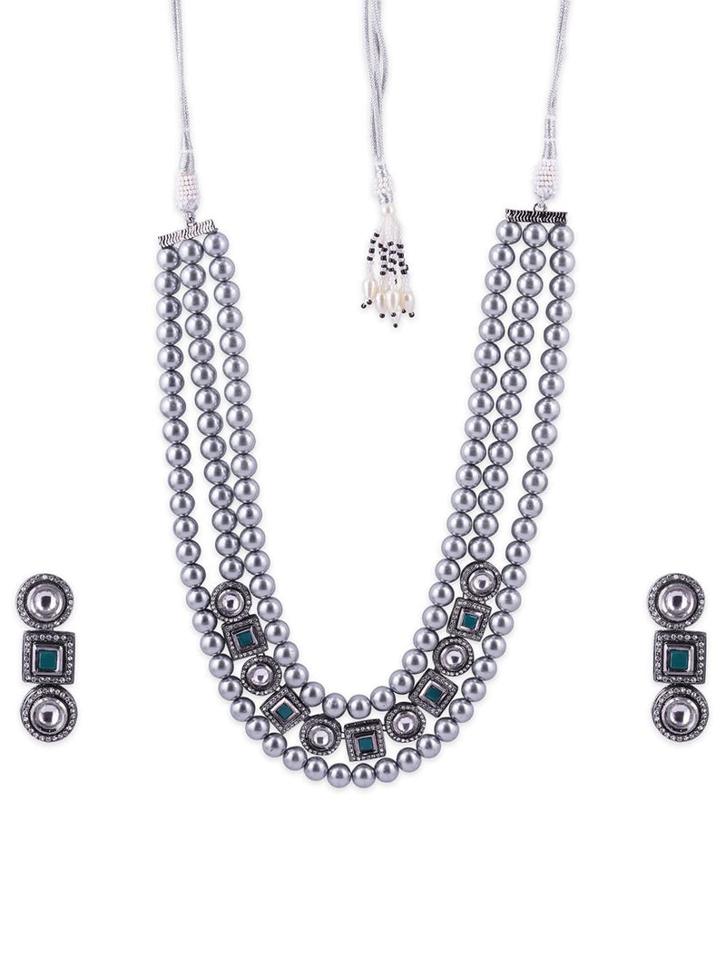 Binnis Wardrobe Silver Toned German Layered Jewellery Set Necklace Earings