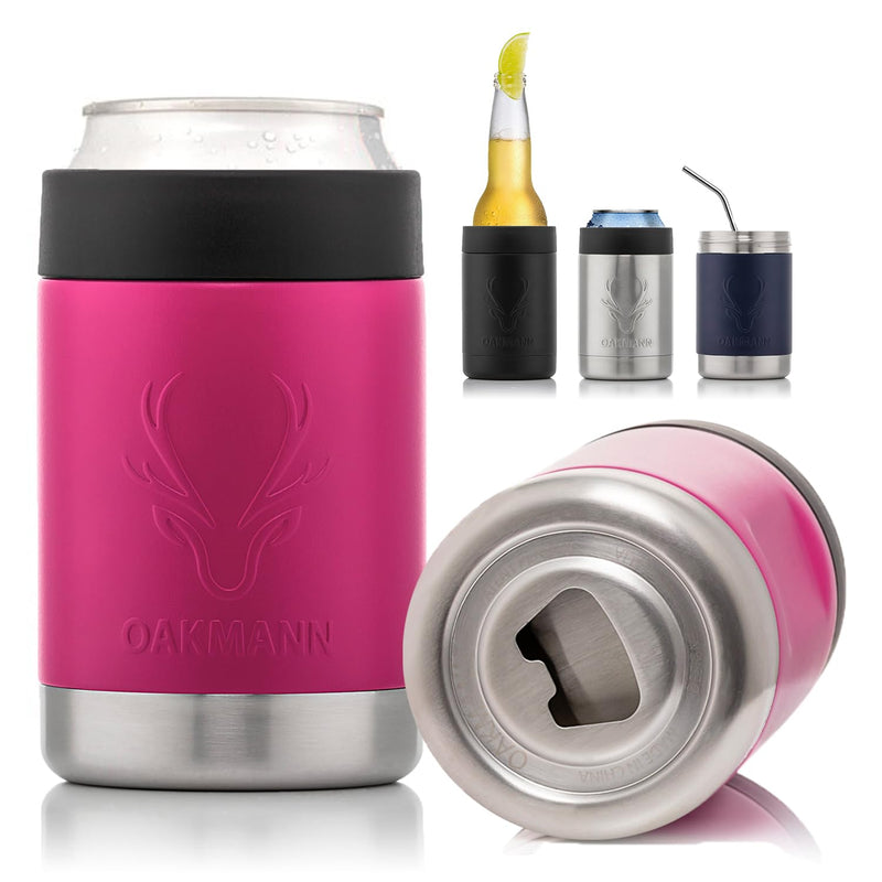 OAKMANN Pink 3-in-1 Beer Bottle & Can Cooler with Opener - 12 Oz