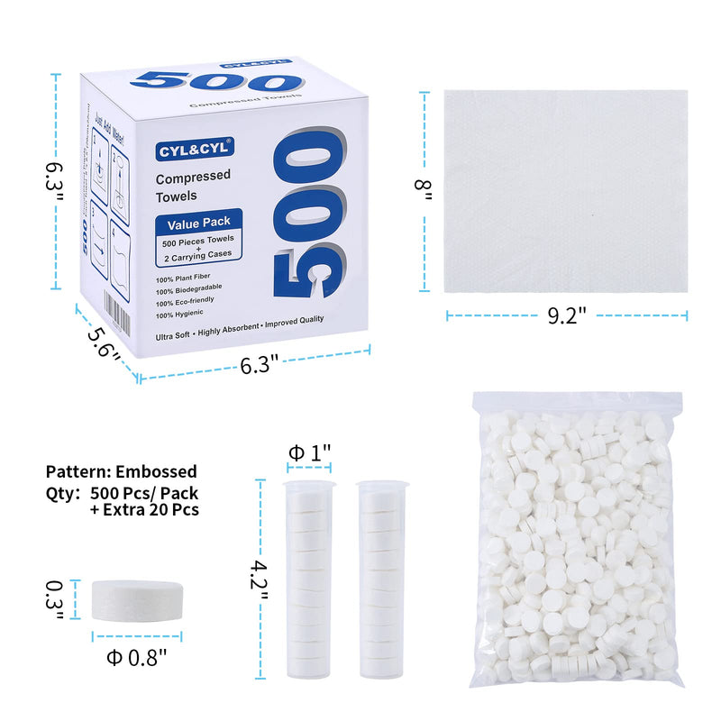 500 Pcs Compressed Towels Soft Cotton Travel Wipes With 2 Carrying Cases