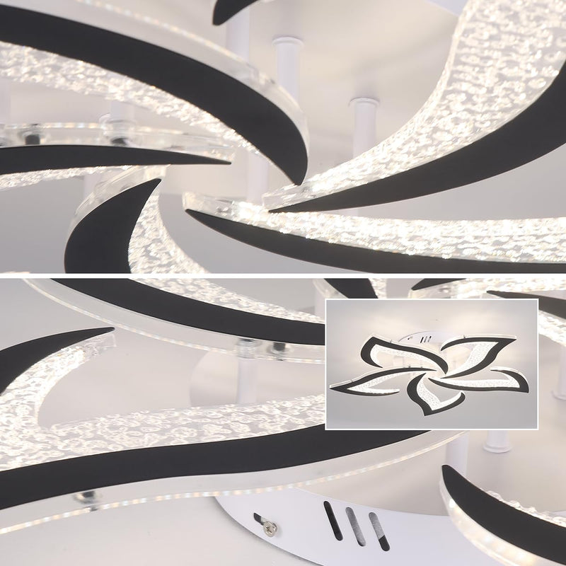 Garwam Modern LED Ceiling Lights Black Dimmable Flower Ceiling Light Chancelier