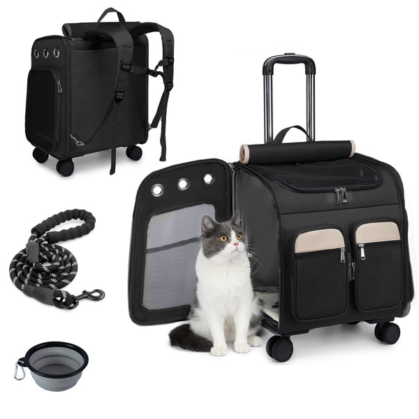 Expandable Cat Carrier Backpack with Breathable Mesh - Large Black