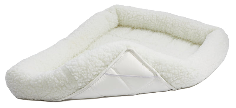 White Fleece 24-Inch Dog Bed with Bolster Cushion