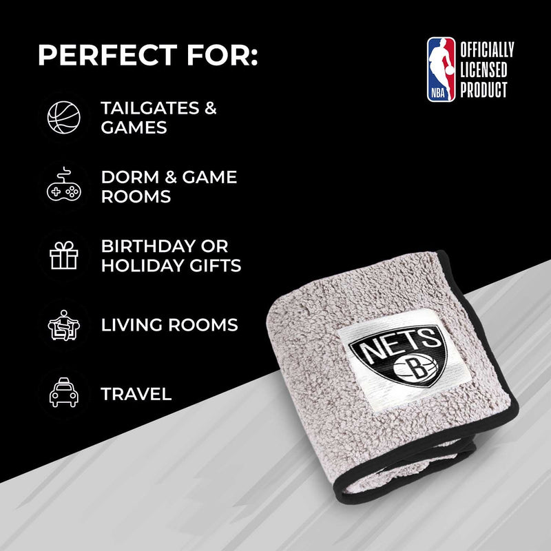 Brooklyn Nets NBA Sherpa Throw Blanket - 60" x 50" Black