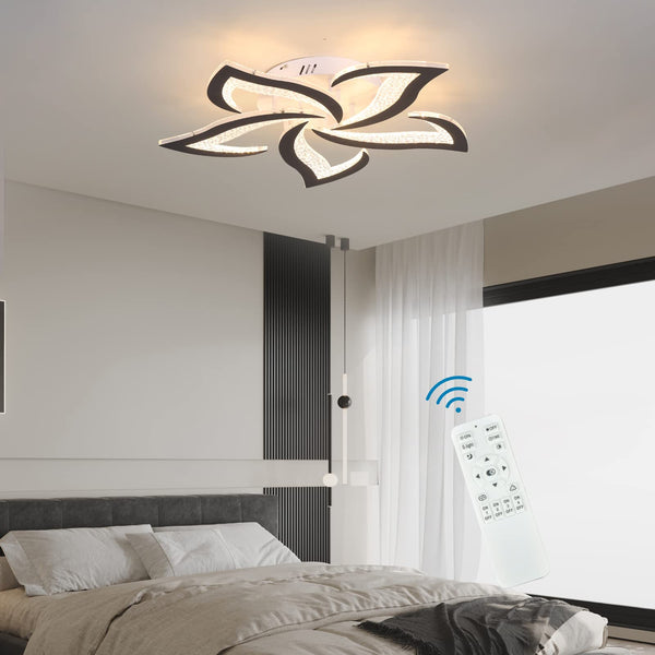 Garwam Modern LED Ceiling Lights Black Dimmable Flower Ceiling Light Chancelier