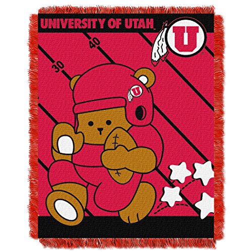 Officially Licensed NCAA Utah Utes Jacquard Baby Throw Blanket 36x46 Multi Color