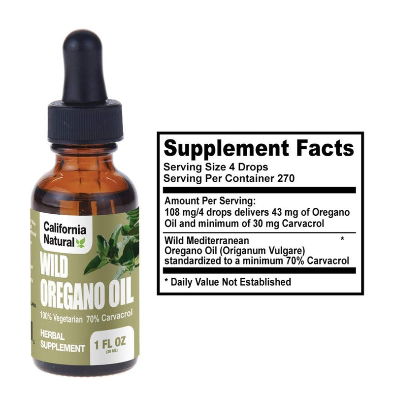 California Natural Wild Oregano Oil 1oz Immune & Digestive Support 70% Carvacrol