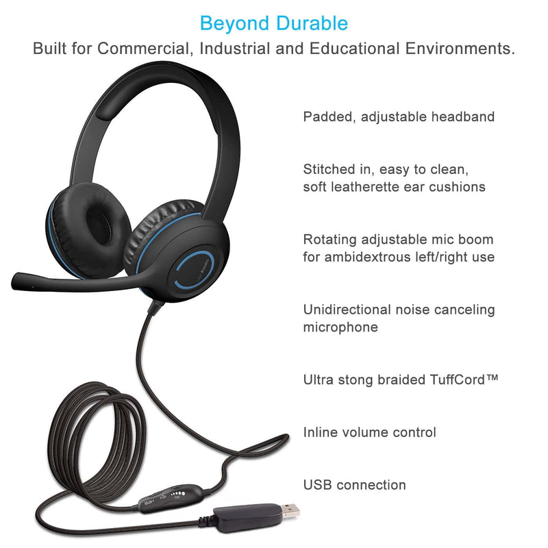 Cyber Acoustics USB Stereo Headset with In-Line Controls USB-A