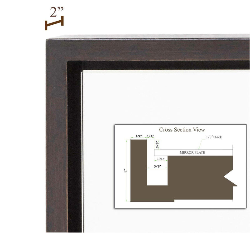 Elegant 16x24 Inch Wenge Framed Mirror for Bathroom or Decor