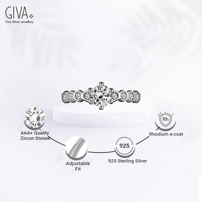 GIVA 925 Sterling Silver Promise Rings for Women Hypoallergenic Charm Statemen Rings