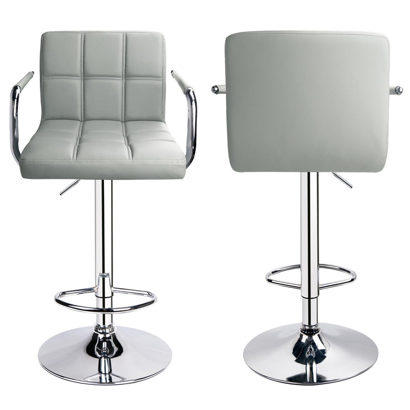 Light Grey Adjustable Swivel Bar Stools with Armrest Set of 2 Leopard