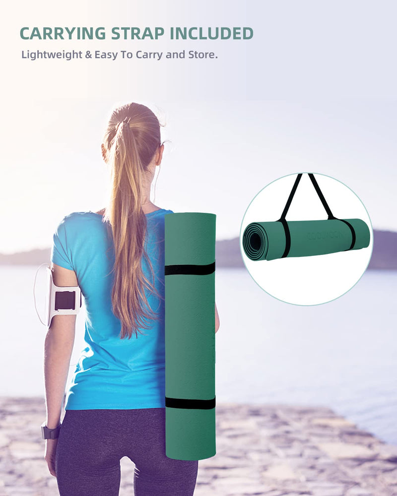 Coolmoon Non-Slip TPE Yoga Mat 72"x24" with Carrying Strap