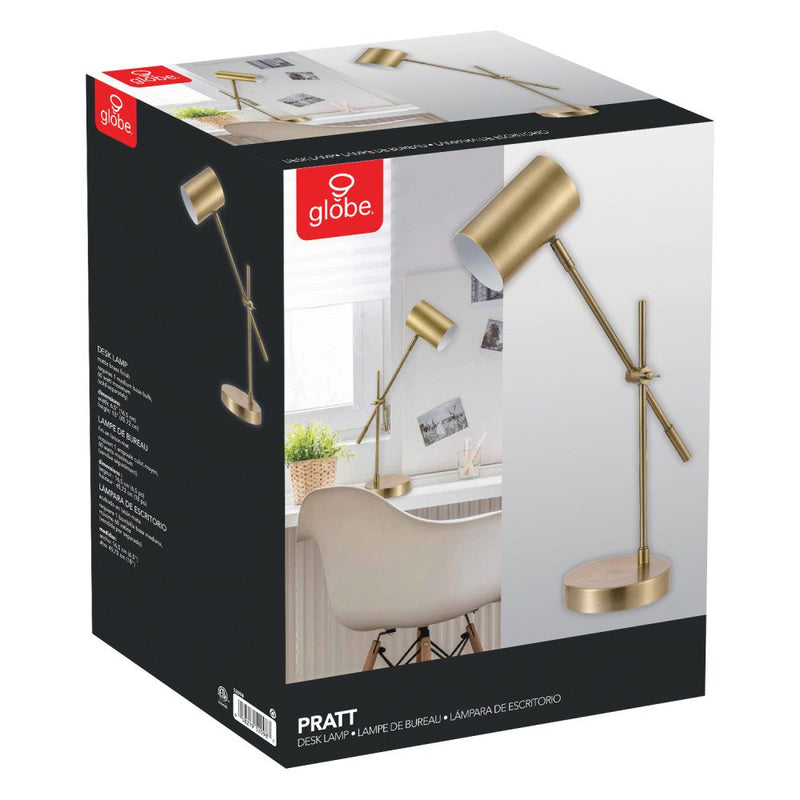 Globe Electric 52098 Pratt Desk Height Matte Brass 20 Onoff Switch