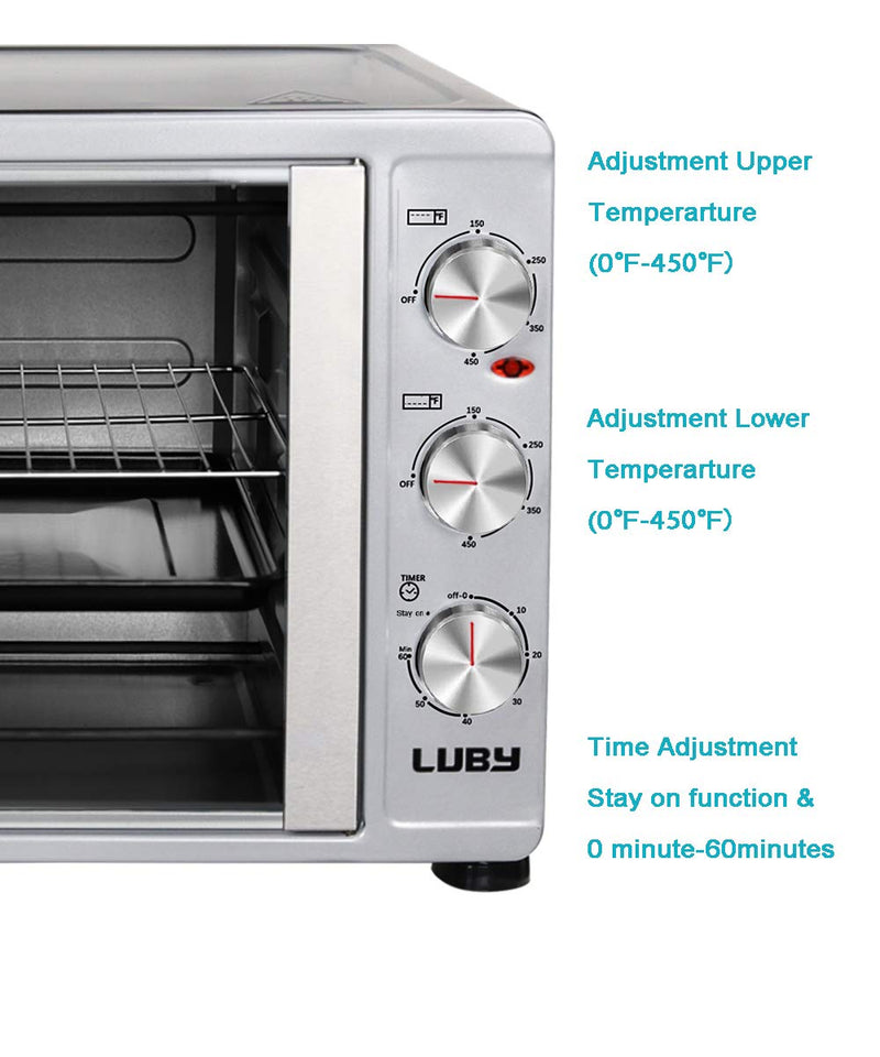 Luby Large French Door Toaster Oven Countertop 55l 14 Inch Pizza 20lb Turkey