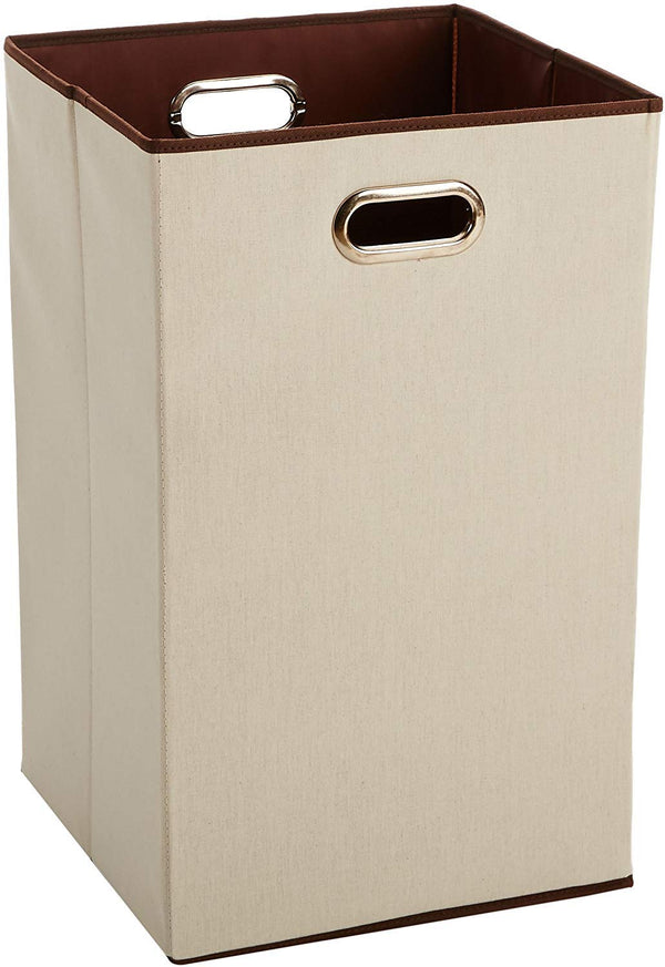 Amazon Basics Foldable Rectangular Laundry Hamper Beige Brown