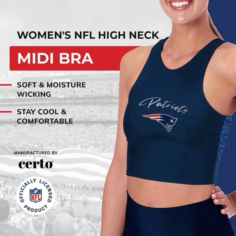 New England Patriots Women's Quick-Dry High-Neck Bra Medium