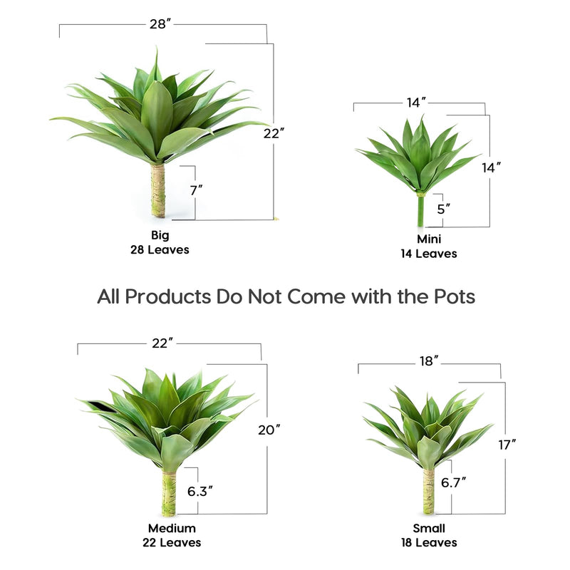 Large 28-Inch Artificial Agave Plant for Indoor Outdoor Decor