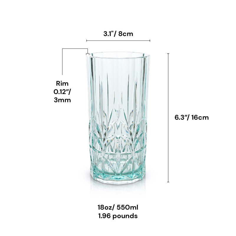 Teal Bellaforte Tritan Shatterproof Tall Tumblers Set of 4 18oz